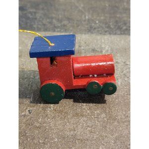 Vintage wooden as-is red train ornament xmas